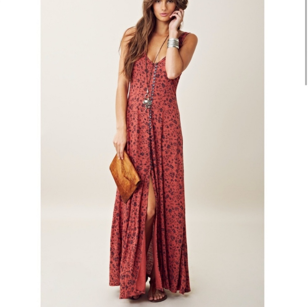SOLD. Free People Gold Coast Maroon Maxi Dress M